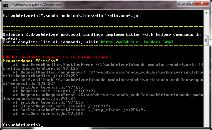 Failing Selenium Server failingServer