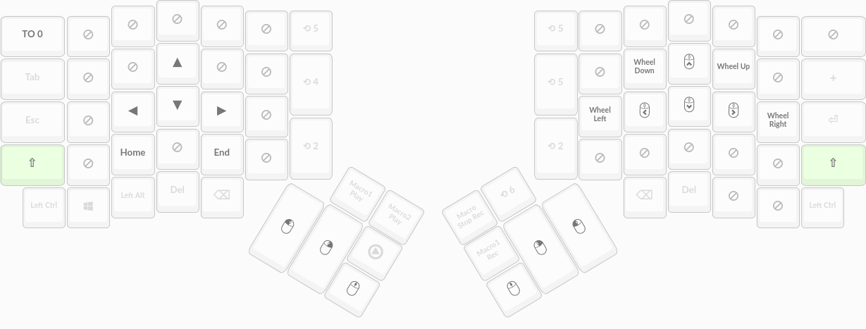 This is my favourite layer because nobody expects a mouse built into my keyboard Layer 3 of my keyboard layout